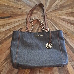 Michael Kors Dark Brown Tote with Gold Accents